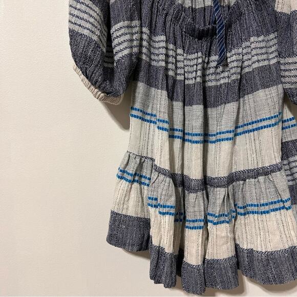 FREE PEOPLE  Cozy Stripe Mini Dress Oversized Babydoll Boho Coastal Peasant sz M - Picture 10 of 14